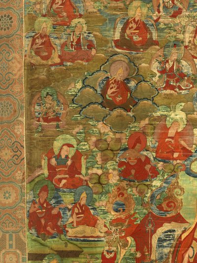 Detail des Dritten Panchen Lama Losan Penden Yeshe von Tibetan School